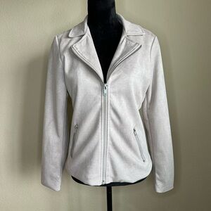 Maurices jacket women small suede moto full zip tan